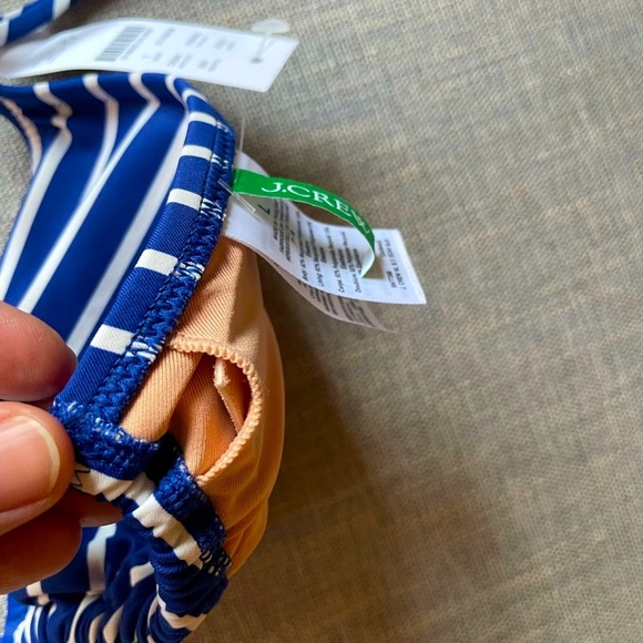 NWT J Crew bikini top blue and white stripes Large - Picture 4 of 5